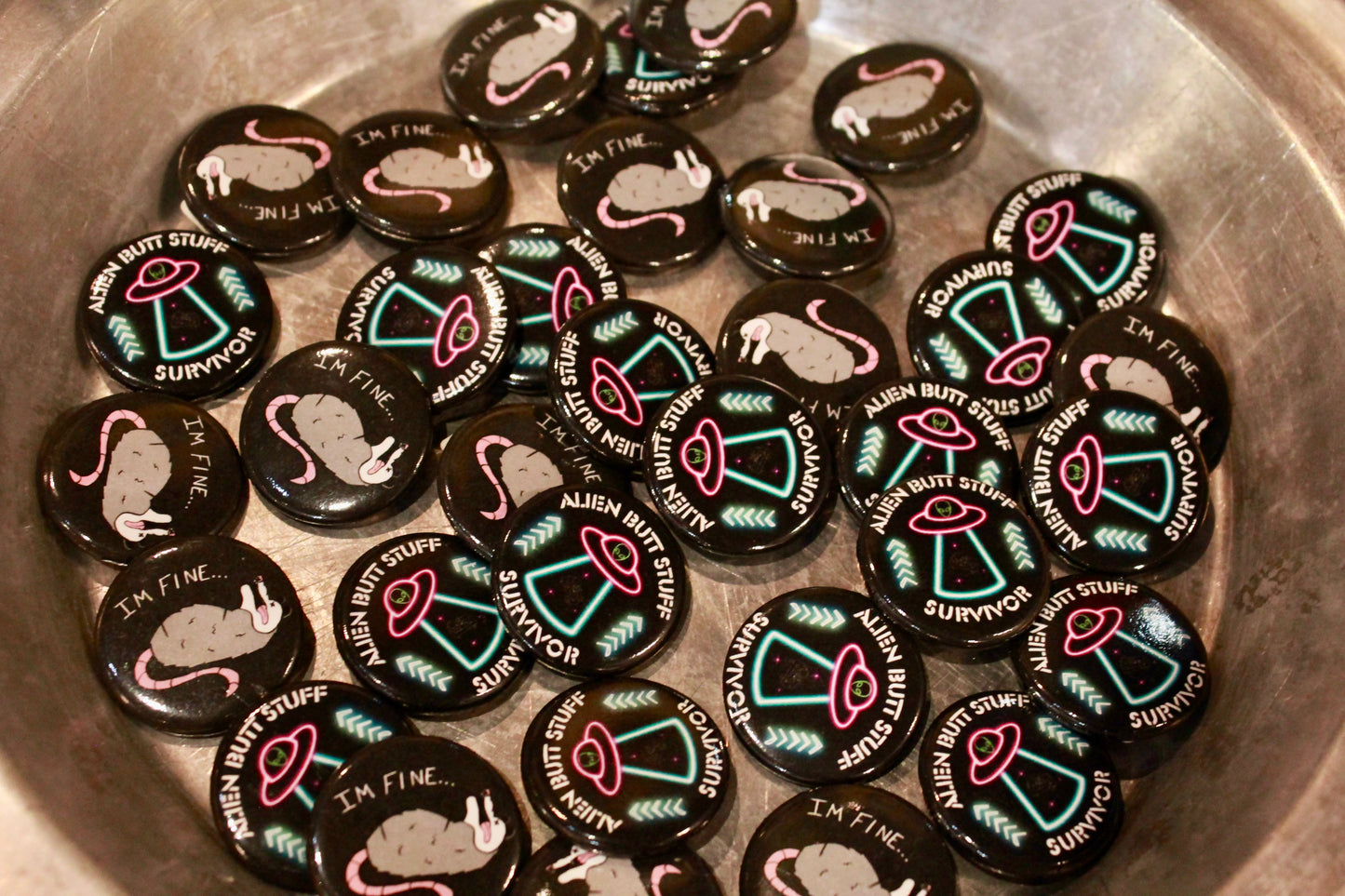 STRANGE CHARM - Alien Butt Stuff Survivor Button