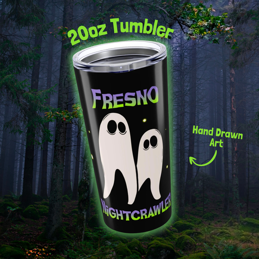 Fresno Nightcrawlers 20oz Tumbler, Hand Drawn Cryptid Travel Mug