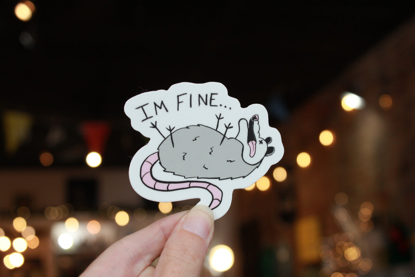 STRANGE CHARM - Possum "I'm Fine" Sticker