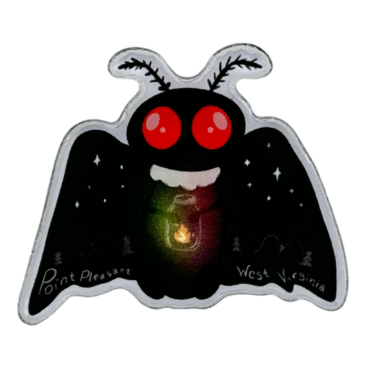 STRANGE CHARM - West Virginia Mothman Lamp Acrylic Pin